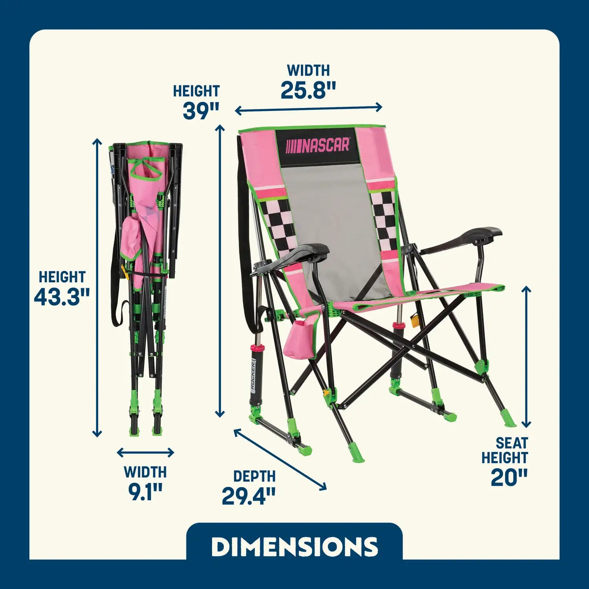 GCI Outdoor product detail: NASCAR RoadTrip Rocker™ - Pink E5 — NASCAR RoadTrip Rocker™ - Pink